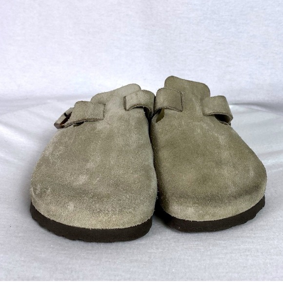 Birkenstock Boston Soft Footbed Clogs Sz 38 Womens 7.5 Taupe Brown Suede Neutral - Picture 5 of 8
